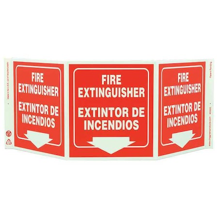 Zing Fire Extinguisher Sign, 7 1/2 in Height, Plastic, English, Spanish 3053