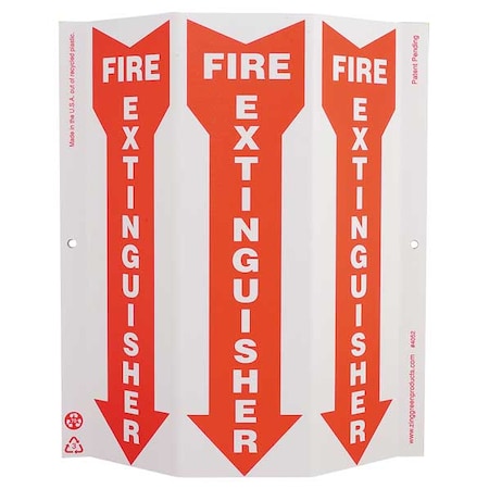 Zing Fire Extinguisher Sign, 12 in Height, 9 in Width, Plastic, English 4052