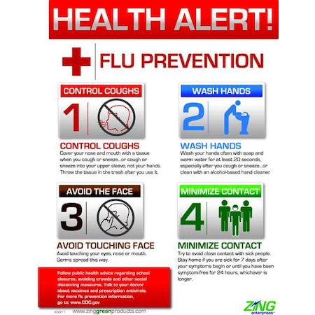 Zing Flu Poster, 22 in H x, 16 in W, Plastic 5011