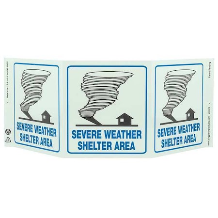Zing Severe Weather and Shelter Area (Tornado Pictogram), Plastic, 7 1/2 in x 20 in 3057