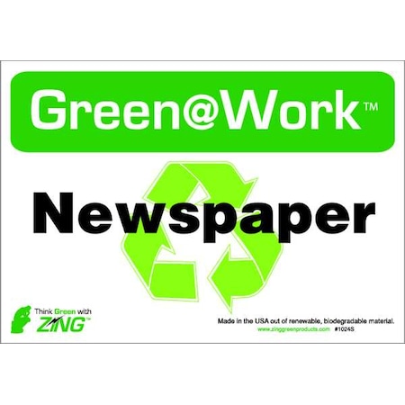 Zing Green at Work, Newspaper, 10 in W x 7 in H, Horizontal Rectangle, Plastic 1022S
