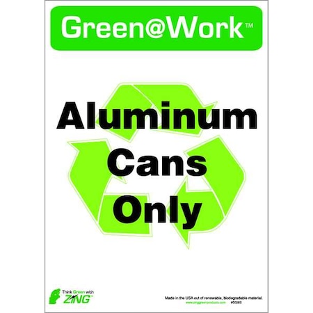 Zing Green at Work, Aluminum Cans Only, 5 in W x 7 in H, Horizontal Rectangle, Plastic 0028S