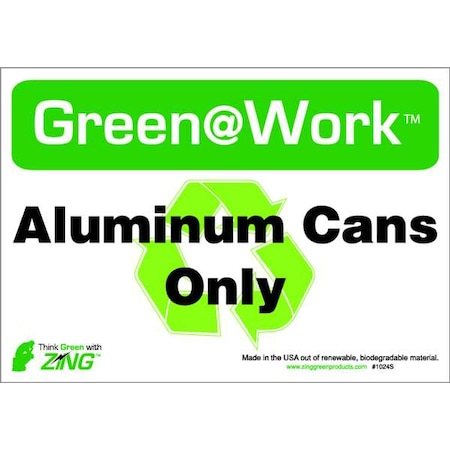 Zing Green at Work, Aluminum Cans Only, 10 in W x 7 in H, Horizontal Rectangle, Plastic 1028S