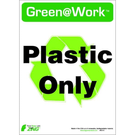 Zing Green at Work, Plastic Only, 5 in W x 7 in H, Horizontal Rectangle, Plastic 0031S
