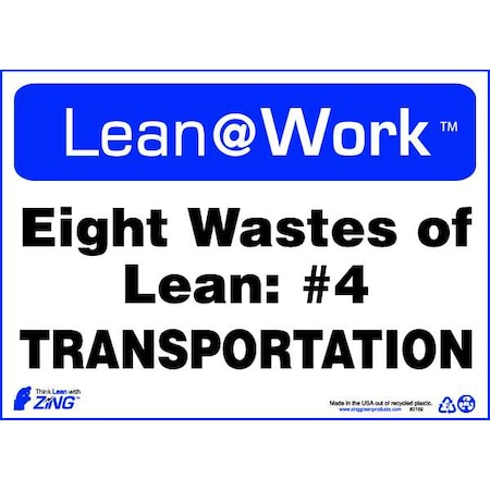 Zing Lean Processes Sign, 10 in H, 14 in W, Plastic, Rectangle, English, 2169 2169