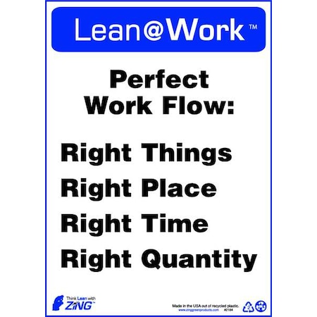 Zing Lean Sign, Lean At Work, Work Flow, 14X10, 2184 2184