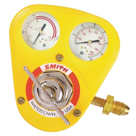 Smith Equipment Gas Regulator, Acetylene, Single Stage, 0.825"-14 Inlet, 9/16"-18 Outlet, 15 psi 40-15-510S