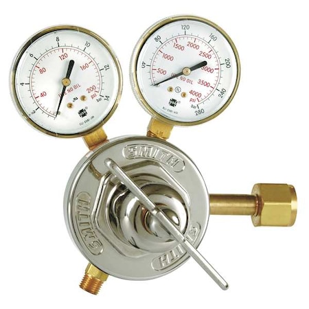 Smith Equipment Gas Regulator, Oxygen, Single Stage, 0.825"-14 Inlet, 9/16"-18 Outlet, 175 psi 40-175-540