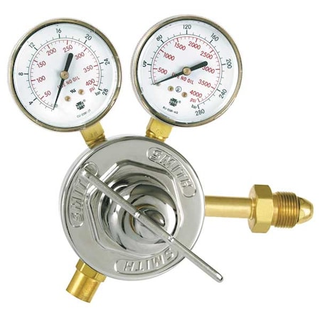 Smith Equipment Gas Regulator, Nitrogen, Single Stage, 0.965"-14 Inlet, 5/8"-18 Outlet, 275 psi 40-275-580