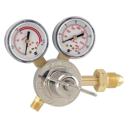 Smith Equipment Gas Regulator, Acetylene, Single Stage, 0.825"-14 Inlet, 9/16"-18 Outlet, 15 psi 30-15-510
