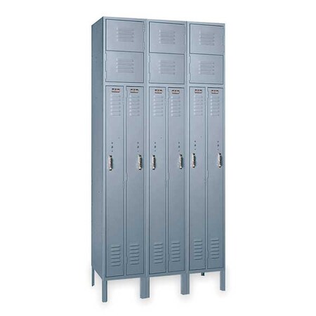 Lyon Wardrobe Locker, 45" W, 18" D, 78" H, (3) Wide, (12) Openings, Dove Gray DD54073SU
