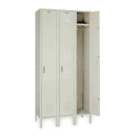 Lyon Wardrobe Locker, 36 in W, 12 in D, 66 in H, (1) Tier, (3) Wide, Putty PP50023SU