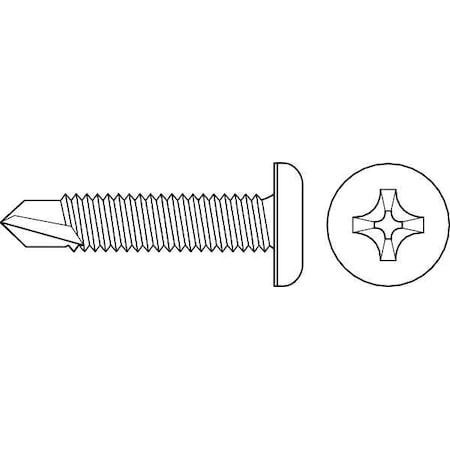 Zoro Select Self-Drilling Screw, #6 x 3/4 in, Zinc Plated Steel Pan Head Phillips Drive TKPPI0-600750-2-341P