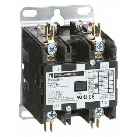 Square D Definite Purpose Magnetic Contactor, 24V AC, 2 P, Non-Reversing, 1 Phase 8910DPA32V14