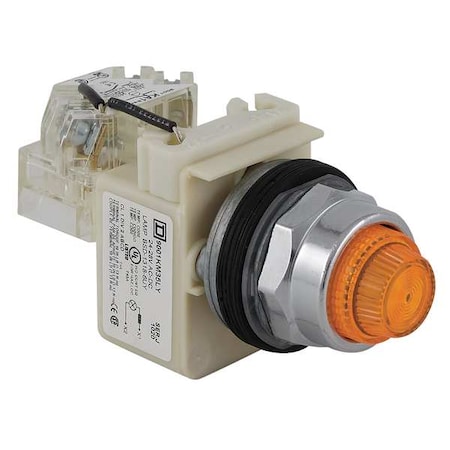 Schneider Electric Push to Test Pilot Light, Amber, LED 9001KT35LYA31