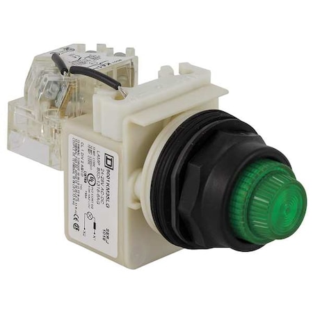 Schneider Electric Push to Test Pilot Light, Green, LED 9001SKT38LGG31