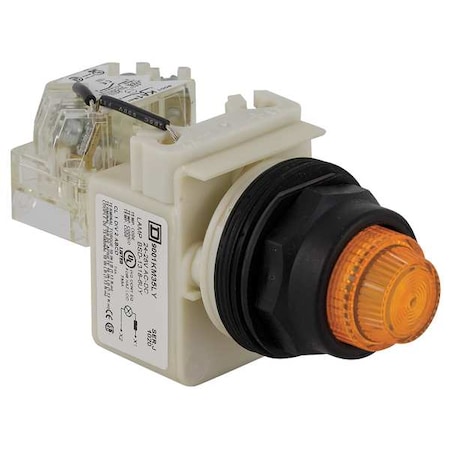 Schneider Electric Push to Test Pilot Light, Amber, LED 9001SKT35LYA31