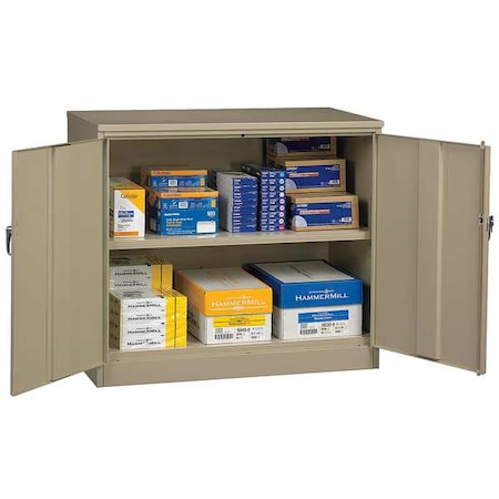 Tennsco Shelving Storage Cabinet, 42 in H, 36 in W, Sand, 3 Shelves, 0 Drawers 2442 SAND