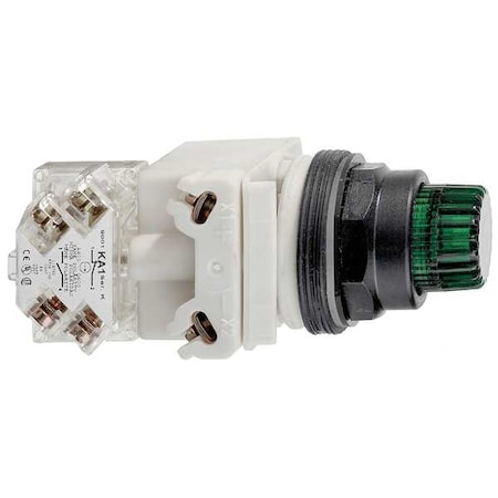 Schneider Electric Illuminated Push Button, 30 mm, SPDT, Green 9001SK2L38LGGH13