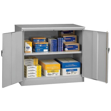 Tennsco Shelving Storage Cabinet, 42 in H, 48 in W, Light Gray, 2 Shelves, 0 Drawers J2442A-LGY