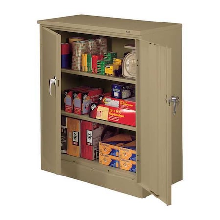 Tennsco Shelving Storage Cabinet, 42 in H, 36 in W, 18 in D, Swing, Keyed, Sand, 2 Shelves, 0 Drawers 4218DLX-SD