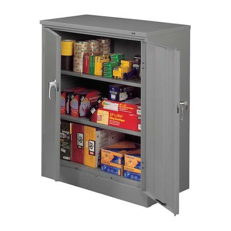 Tennsco Shelving Storage Cabinet, 42 in H, 36 in W, 18 in D, Swing, Keyed, Medium Gray, 2 Shelves, 0 Drawers 4218DLX-MGY