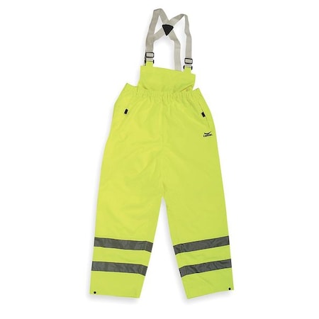 CONDOR Hi-Vis Rain Bib Overall, Yellow/Green, 2XL 5KU13