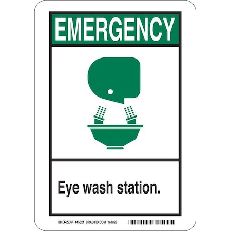 Brady Emergency Eye Wash Station., 10 in x 7 in, Rectangle, Plastic, 45089 45089