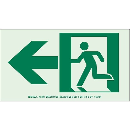 Brady Exit Sign, Aluminum, 14" W, 5" H, No Legend, White 81892