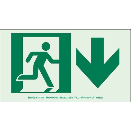 Brady Exit Sign, Polyester, 14" W, 5" H, No Legend, White 81886