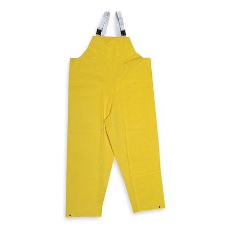 Zoro Select FR Rain Bib Overall, PVC, 29 in Inseam, 32 in to 34 in Waist, 11.8 mil Thickness, Yellow, S 1FAY2