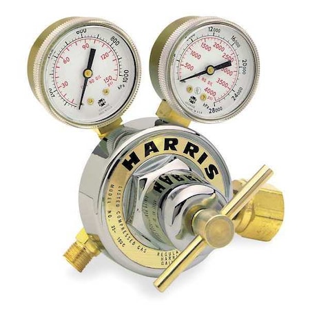Harris Gas Regulator, Propane, Propylene, Single Stage, 0.825"-14 Inlet, 9/16"-18 Outlet, 0 to 50 psi 25-50C-510P