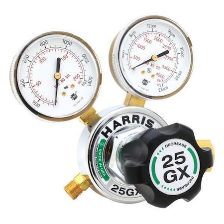 HARRIS Gas Regulator, Single Stage, CGA-540, 0 to 100 psi, Use With: Oxygen 25GX-145