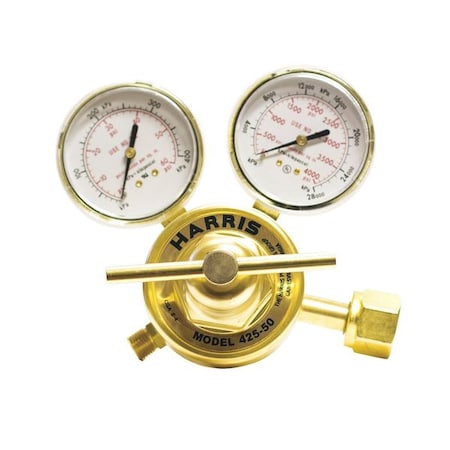 Harris Gas Regulator, Oxygen, Single Stage, 0.825"-14 Inlet, 9/16"-18 Outlet, 0 to 50 psi 25GX-50-540