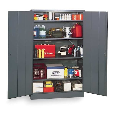 Zoro Select Shelving Storage Cabinet, 78 in H, 48 in W, 22 in D, Swing, Keyed, Gray, 4 Shelves, 0 Drawers 1UFE8