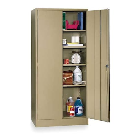 Zoro Select Shelving Storage Cabinet, 78 in H, 36 in W, 24 in D, Swing, Keyed, Tan, 4 Shelves, 0 Drawers 1UFE3