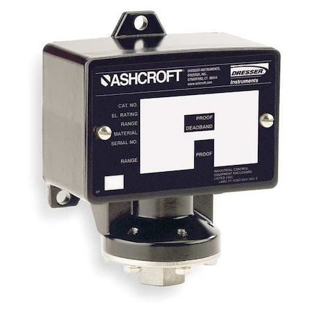 Ashcroft Pressure Switch, Standard, SPDT, 4 Ports, 1/4" FNPT, 3 to 30 psi Range B424VXCYLM30