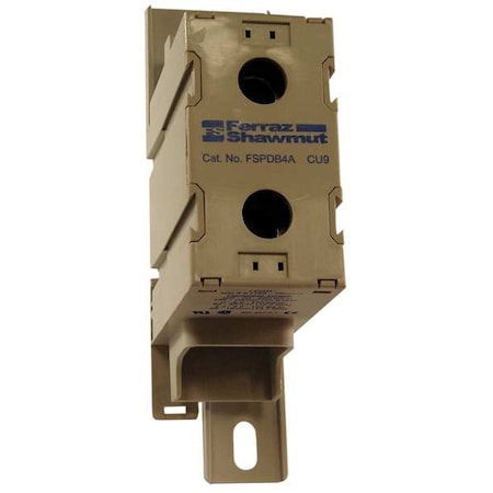 Mersen Power Distribution Block, Finger-Safe, 1 Pole, 335 A Copper, 1,500 V DC, DIN Rail, Screw FSPDB4A