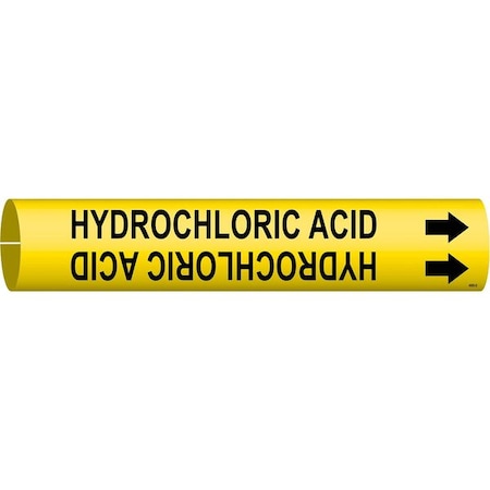 Brady Pipe Marker, Hydrochloric Acid, Y, 4 to6 In 4085-D