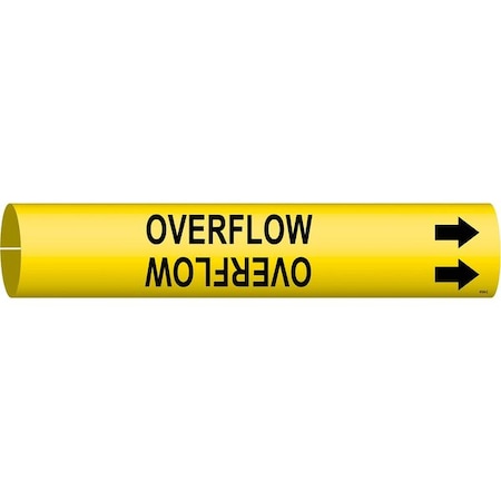 Brady Pipe Marker, Overflow, Y, 2-1/2 to3-7/8 In 4104-C