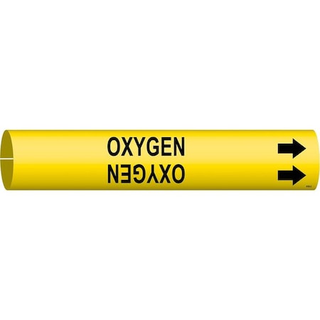 Brady Pipe Marker, Oxygen, Yel, 2-1/2 to 3-7/8 In 4105-C