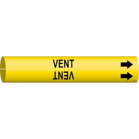 Brady Pipe Marker, Vent, Yellow, 4 to 6 In 4148-D