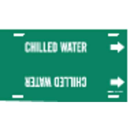 Brady Pipe Marker, Chilled Water, Gn, 8to9-7/8 In 4022-G