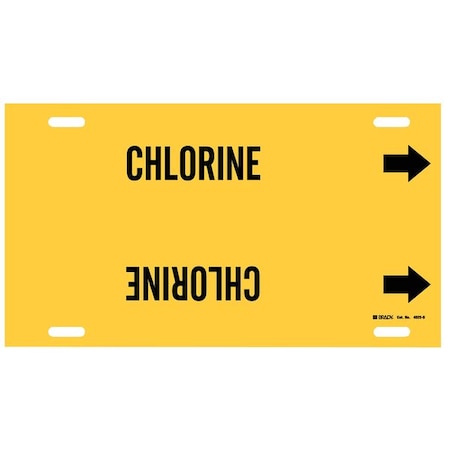 Brady Pipe Marker, Chlorine, Yel, 8 to 9-7/8 In 4025-G