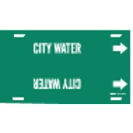 Brady Pipe Marker, City Water, Grn, 6 to 7-7/8 In 4028-F
