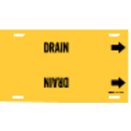 Brady Pipe Marker, Drain, Yellow, 8 to 9-7/8 In 4054-G