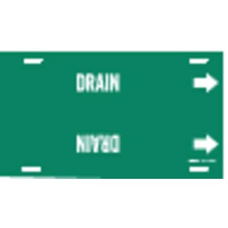 Brady Pipe Marker, Drain, Green, 10 to 15 In 4055-H