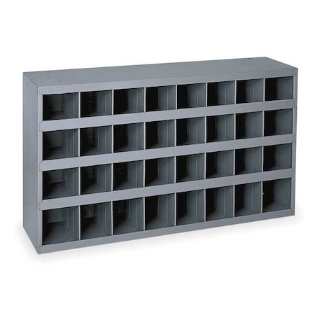 Durham Mfg Prime Cold Rolled Steel Pigeonhole Bin Unit, 12 in D x 19 1/4 in H x 33 3/4 in W, 4 Shelves, Gray 357-95