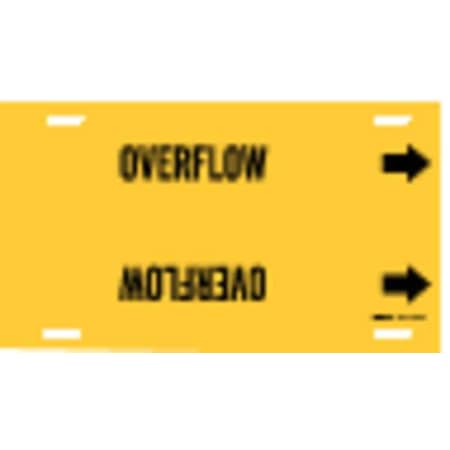 Brady Pipe Marker, Overflow, Yel, 8 to 9-7/8 In 4104-G