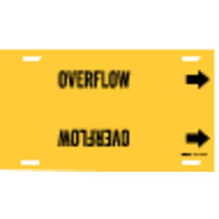 Brady Pipe Marker, Overflow, Yellow, 10 to 15 In 4104-H